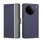 For vivo X90 Pro+ Twill Texture Side Buckle Leather Phone Case(Blue) - 1