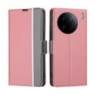 For vivo X90 Pro+ Twill Texture Side Buckle Leather Phone Case(Pink) - 1