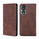 For Honor 80 Skin Feel Magnetic Horizontal Flip Leather Phone Case(Dark Brown) - 1