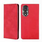 For Honor 80 Skin Feel Magnetic Horizontal Flip Leather Phone Case(Red) - 1