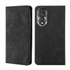 For Honor 80 Skin Feel Magnetic Horizontal Flip Leather Phone Case(Black) - 1