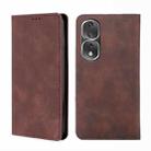 For Honor 80 Pro Skin Feel Magnetic Horizontal Flip Leather Phone Case(Dark Brown) - 1