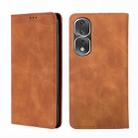 For Honor 80 Pro Skin Feel Magnetic Horizontal Flip Leather Phone Case(Light Brown) - 1