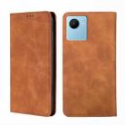For Realme C30s Skin Feel Magnetic Horizontal Flip Leather Phone Case(Light Brown) - 1