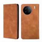 For vivo X90 Skin Feel Magnetic Horizontal Flip Leather Phone Case(Light Brown) - 1