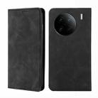 For vivo X90 Pro+ Skin Feel Magnetic Horizontal Flip Leather Phone Case(Black) - 1