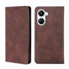 For Huawei nova 10 SE Skin Feel Magnetic Horizontal Flip Leather Phone Case(Dark Brown) - 1