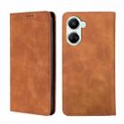 For Huawei nova 10 SE Skin Feel Magnetic Horizontal Flip Leather Phone Case(Light Brown) - 1