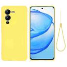 For vivo V25 Pro Global Pure Color Liquid Silicone Shockproof Full Coverage Phone Case(Yellow) - 1