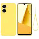 For vivo Y16 Pure Color Liquid Silicone Shockproof Full Coverage Phone Case(Yellow) - 1