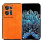 For OPPO Find N2 Two-color Litchi Texture PU Phone Case(Orange) - 1