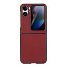 For OPPO Find N2 Flip Carbon Fiber Texture Shockproof Phone Case(Red) - 1