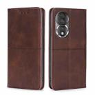 For Honor 80 Cow Texture Magnetic Horizontal Flip Leather Phone Case(Dark Brown) - 1