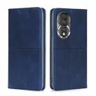 For Honor 80 Cow Texture Magnetic Horizontal Flip Leather Phone Case(Blue) - 1