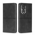 For Honor 80 Cow Texture Magnetic Horizontal Flip Leather Phone Case(Black) - 1