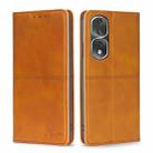 For Honor 80 Pro Cow Texture Magnetic Horizontal Flip Leather Phone Case(Light Brown) - 1