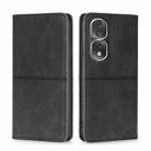 For Honor 80 Pro Cow Texture Magnetic Horizontal Flip Leather Phone Case(Black) - 1