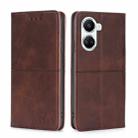 For Huawei nova 10 SE Cow Texture Magnetic Horizontal Flip Leather Phone Case(Dark Brown) - 1