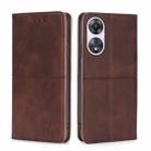 For OPPO A58 5G Cow Texture Magnetic Horizontal Flip Leather Phone Case(Dark Brown) - 1