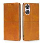 For OPPO A58 5G Cow Texture Magnetic Horizontal Flip Leather Phone Case(Light Brown) - 1