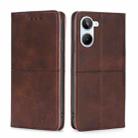 For Realme 10 4G Cow Texture Magnetic Horizontal Flip Leather Phone Case(Dark Brown) - 1