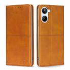 For Realme 10 4G Cow Texture Magnetic Horizontal Flip Leather Phone Case(Light Brown) - 1