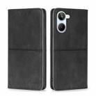 For Realme 10 4G Cow Texture Magnetic Horizontal Flip Leather Phone Case(Black) - 1