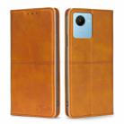 For Realme C30s Cow Texture Magnetic Horizontal Flip Leather Phone Case(Light Brown) - 1
