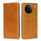 For vivo X90 Cow Texture Magnetic Horizontal Flip Leather Phone Case(Light Brown) - 1