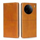 For vivo X90 Pro+ Cow Texture Magnetic Horizontal Flip Leather Phone Case(Light Brown) - 1