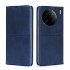 For vivo X90 Pro+ Cow Texture Magnetic Horizontal Flip Leather Phone Case(Blue) - 1