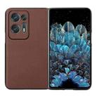 For OPPO Find N2 Lambskin Texture Genuine Leather Phone Case(Brown) - 1