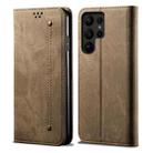 For Samsung Galaxy S23 Ultra 5G Denim Texture Leather Phone Case(Khaki) - 1