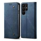 For Samsung Galaxy S23 Ultra 5G Denim Texture Leather Phone Case(Blue) - 1