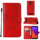 For BLU View 2 2022 / 2020 Embossed Butterfly Flip Leather Phone Case(Red) - 1