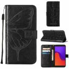 For BLU View 2 2022 / 2020 Embossed Butterfly Flip Leather Phone Case(Black) - 1