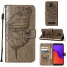 For BLU View 2 2022 / 2020 Embossed Butterfly Flip Leather Phone Case(Grey) - 1