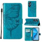 For Infinix Hot 20 4G X6826 Embossed Butterfly Flip Leather Phone Case(Blue) - 1