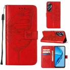 For Infinix Hot 20 4G X6826 Embossed Butterfly Flip Leather Phone Case(Red) - 1