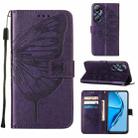 For Infinix Hot 20 4G X6826 Embossed Butterfly Flip Leather Phone Case(Dark Purple) - 1