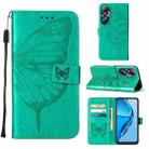 For Infinix Hot 20 4G X6826 Embossed Butterfly Flip Leather Phone Case(Green) - 1