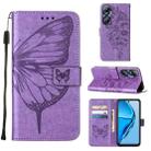 For Infinix Hot 20 4G X6826 Embossed Butterfly Flip Leather Phone Case(Purple) - 1