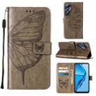 For Infinix Hot 20 4G X6826 Embossed Butterfly Flip Leather Phone Case(Grey) - 1