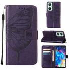 For Infinix Hot 20 5G X666 / X66B Embossed Butterfly Flip Leather Phone Case(Dark Purple) - 1