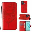 For Infinix Hot 20 Play Embossed Butterfly Flip Leather Phone Case(Red) - 1