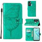 For Infinix Hot 20 Play Embossed Butterfly Flip Leather Phone Case(Green) - 1