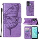 For Infinix Hot 20 Play Embossed Butterfly Flip Leather Phone Case(Purple) - 1