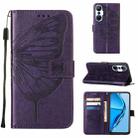 For Infinix Hot 20S / 20 Pro X6827 Embossed Butterfly Flip Leather Phone Case(Dark Purple) - 1