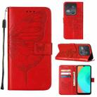 For Infinix Smart 7 X6515 Embossed Butterfly Flip Leather Phone Case(Red) - 1