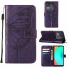 For Infinix Smart 7 X6515 Embossed Butterfly Flip Leather Phone Case(Dark Purple) - 1